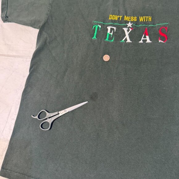 Dont Mess With Texas Embroidered Forest Green Y2K Tshirt - XL - Picture 2 of 5